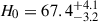 Mathematical equation: $ H_0 = 67.4 ^{+4.1}_{-3.2} $