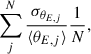 Mathematical equation: $$ \begin{aligned} \sum _j^N \frac{\sigma _{\theta _{E, j}}}{\langle \theta _{E, j}\rangle } \frac{1}{N}, \end{aligned} $$