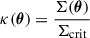 Mathematical equation: $$ \begin{aligned} \kappa (\boldsymbol{\theta }) = \frac{\Sigma (\boldsymbol{\theta })}{\Sigma _{\mathrm{crit} }} \end{aligned} $$