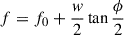 Mathematical equation: $ f=f_{0}+\frac{w}{2}\tan\frac{\phi}{2} $