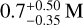 Mathematical equation: $\[0.7_{-0.35}^{+0.50}\]$