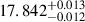 $ 17.842^{+0.013}_{-0.012} $