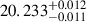 $ 20.233^{+0.012}_{-0.011} $