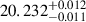 $ 20.232^{+0.012}_{-0.011} $