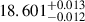 $ 18.601^{+0.013}_{-0.012} $