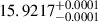 $ 15.9217^{+0.0001}_{-0.0001} $