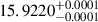 $ 15.9220^{+0.0001}_{-0.0001} $