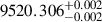 $ 9520.306^{+0.002}_{-0.002} $