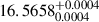 $ 16.5658^{+0.0004}_{0.0004} $