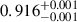 $ 0.916^{+0.001}_{-0.001} $