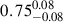$ 0.75^{0.08}_{-0.08} $