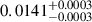 $ 0.0141^{+0.0003}_{-0.0003} $