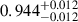 $ 0.944^{+0.012}_{-0.012} $