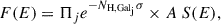 Mathematical equation: $$ \begin{aligned} F(E) = \Pi _j e^{-N_{\rm {H,Gal}_{j}} \sigma } \times A \; S(E), \end{aligned} $$