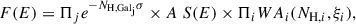 Mathematical equation: $$ \begin{aligned} F(E) = \Pi _j e^{-N_{\rm {H,Gal}_{j}} \sigma } \times A \; S(E) \times \Pi _i WA_i(N_{\mathrm{H},i}, \xi _i), \end{aligned} $$