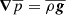 Mathematical equation: $ {\boldsymbol{\nabla}}{\overline{p}}={\overline{\rho \boldsymbol{g}}} $