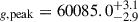 Mathematical equation: $ _{g,\mathrm{peak}} = 60085.0^{+3.1}_{-2.9} $