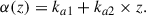 Mathematical equation: $$ \begin{aligned} \alpha (z) = k_{a1} + k_{a2} \times z . \end{aligned} $$