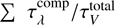 Mathematical equation: $\Sigma \tau _\lambda ^{{\rm{comp}}}/\tau _V^{{\rm{total}}}$