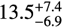 $\[13.5_{-6.9}^{+7.4}\]$