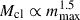 Mathematical equation: $ M_{\mathrm{cl}} \propto m_{\mathrm{max}}^{1.5} $