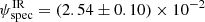Mathematical equation: $ \psi_{\mathrm{spec}}^{\mathrm{IR}}=(2.54\pm0.10) \times 10^{-2} $