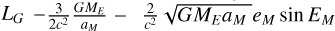 Mathematical equation: $\[L_{G}- \frac{3}{2 c^{2}} \frac{G M_{E}}{a_{M}}-\frac{2}{c^{2}} \sqrt{G M_{E} a_{M}} e_{M} ~\sin~ E_{M}\]$