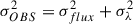 Mathematical equation: $$ \begin{aligned} \sigma ^2_{OBS} = \sigma ^2_{flux} + \sigma ^2_{\lambda } \end{aligned} $$
