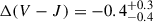 Mathematical equation: $ \Delta(V-J)=-0.4^{+0.3}_{-0.4} $