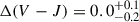 Mathematical equation: $ \Delta(V-J)=0.0^{+0.1}_{-0.2} $