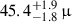 Mathematical equation: $ 45.4^{+1.9}_{-1.8}\,{\upmu} $