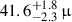 Mathematical equation: $ 41.6^{+1.8}_{-2.3}\,{\upmu} $