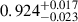 $ 0.924^{+0.017}_{-0.023} $