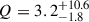 Mathematical equation: $ Q = 3.2^{+10.6}_{-1.8} $