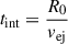 Mathematical equation: $ t_{\mathrm{int}} = \frac{R_0}{v_{\mathrm{ej}}} $
