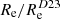 Mathematical equation: $ R_{\mathrm{e}}/R_{\mathrm{e}}^{D23} $
