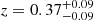 Mathematical equation: $ z = 0.37_{-0.09}^{+0.09} $