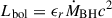 Mathematical equation: $ L_{\mathrm{bol}} = \epsilon_{r} \dot{M}_{\mathrm{BH}} c^2 $