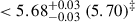 $ < 5.68^{+0.03}_{-0.03}\ (5.70)^\ddag $