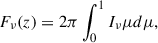 Mathematical equation: $$ \begin{aligned} F_{\nu }(z) = 2\pi \int _{0}^{1} I_{\nu }\mu d{\mu }, \end{aligned} $$