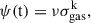 Mathematical equation: $$ \begin{aligned} \psi (\mathrm{t}) = \nu \sigma _{\rm gas}^\mathrm{k}, \end{aligned} $$