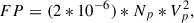 Mathematical equation: $$ \begin{aligned} FP=(2*10^{-6})*N_p*V_p^2, \end{aligned} $$
