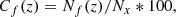 Mathematical equation: $$ \begin{aligned} C_f(z) = N_f(z)/N_x * 100, \end{aligned} $$