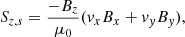 Mathematical equation: $$ \begin{aligned} S_{z,s} = \frac{-B_z}{\mu _0}(v_xB_x + v_{ y}B_{ y}), \end{aligned} $$