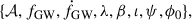 Mathematical equation: $$ \begin{aligned} \{ \mathcal{A} , f_{\rm GW}, \dot{f}_{\rm GW}, \lambda , \beta , \iota , \psi , \phi _0\}, \end{aligned} $$