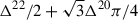 $ \Delta^{22}/2 + \sqrt{3} \Delta^{20}\pi/4 $