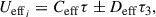 Mathematical equation: $$ \begin{aligned}&U_{\mathrm{eff} _i} = {C}_{\mathrm{eff} } \tau \pm {D}_{\mathrm{eff} } \tau _3, \end{aligned} $$