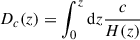 Mathematical equation: $$ \begin{aligned} D_c(z) = \int _{0}^{z}\mathrm{d}z\frac{c}{H(z)} \end{aligned} $$