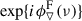 Mathematical equation: $ \exp\{i\phi_{\triangledown}^{\mathrm{F}}(\nu)\} $