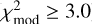 Mathematical equation: $\chi^2_{\mathrm{mod}} \geq 3.0$